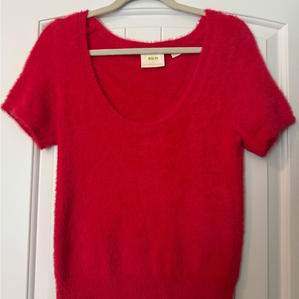 Anthropologie Vibrant Fuschia Scoop Neck Sweater